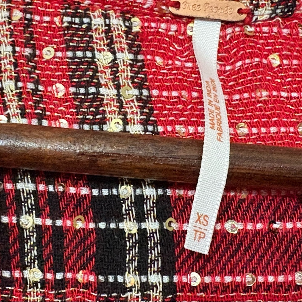 Free People Fearless Love Red Bell Sleeve Tunic Top Size XS Boho - Picture 8 of 13